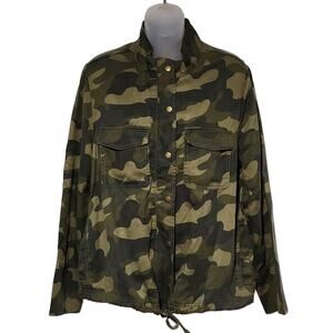 C&C California Lightweight Lyocell Utility Military Jacket in Green Camo L NWOT